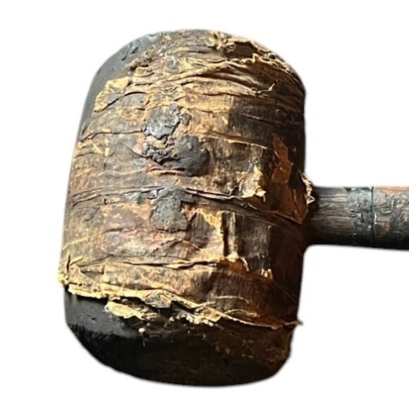 Antique Wooden Mallet Hammer Primitive Tool - Picture 10 of 12